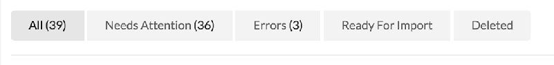 Preview Expense Import Tabs