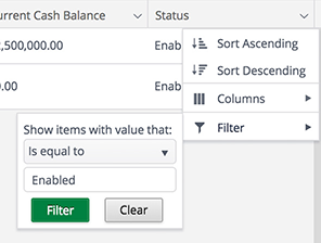 Filter Menu